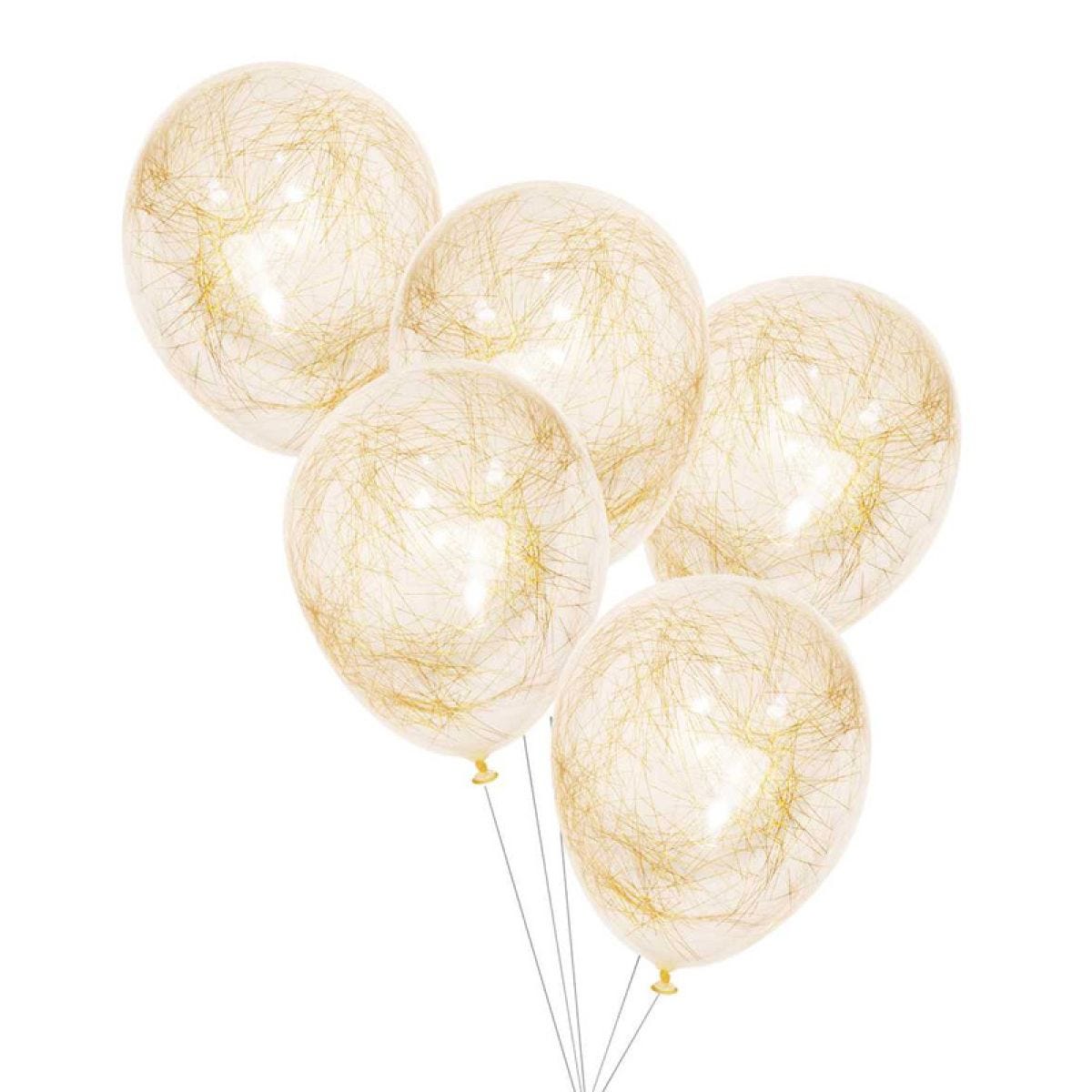 Gold Glitter Angel Hair Confetti Balloons - 12" Latex