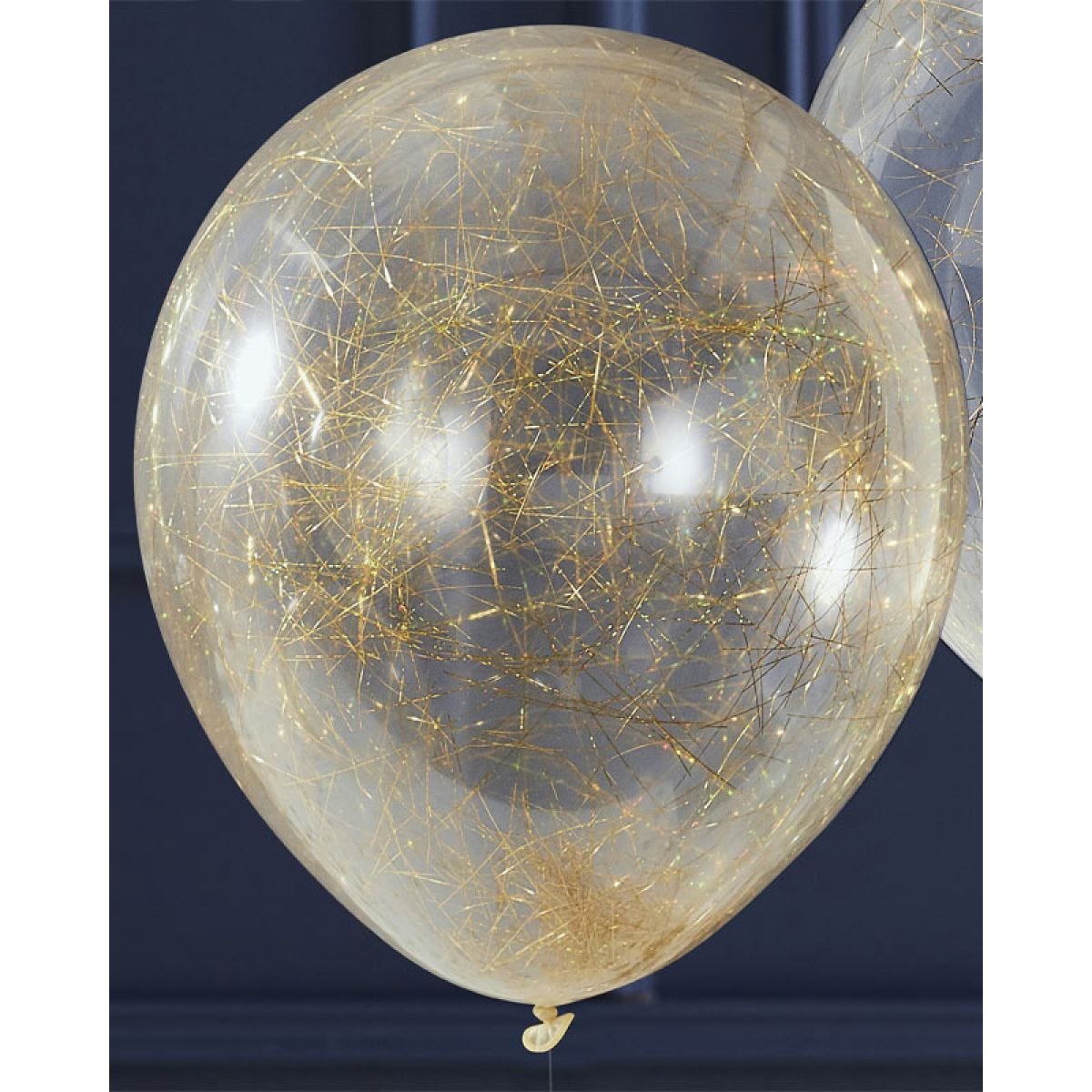 Gold Glitter Angel Hair Confetti Balloons - 12" Latex