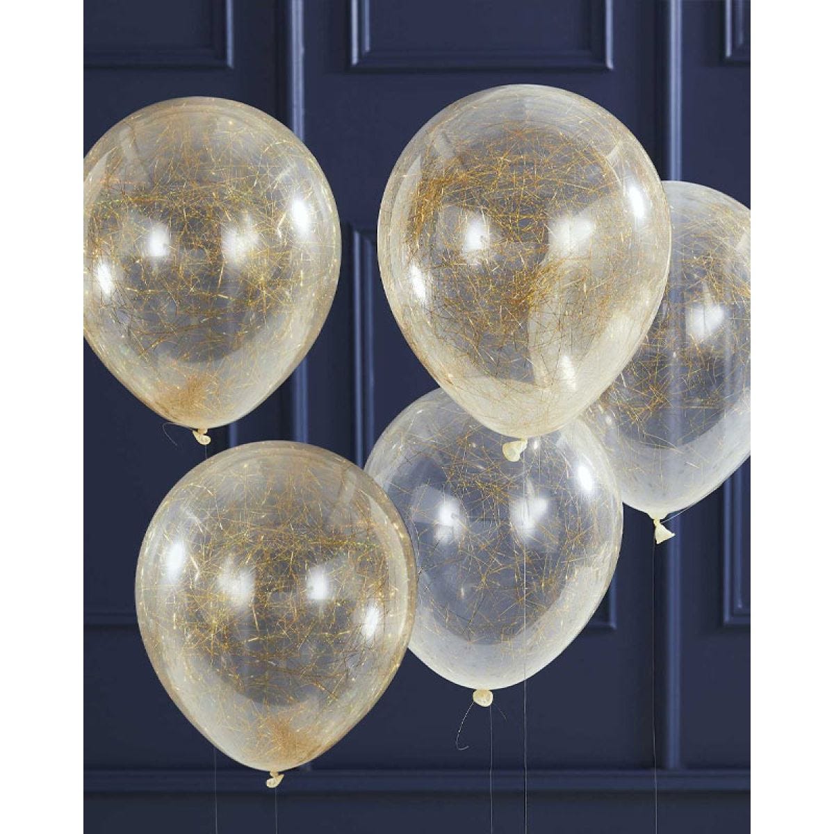 Gold Glitter Angel Hair Confetti Balloons - 12" Latex