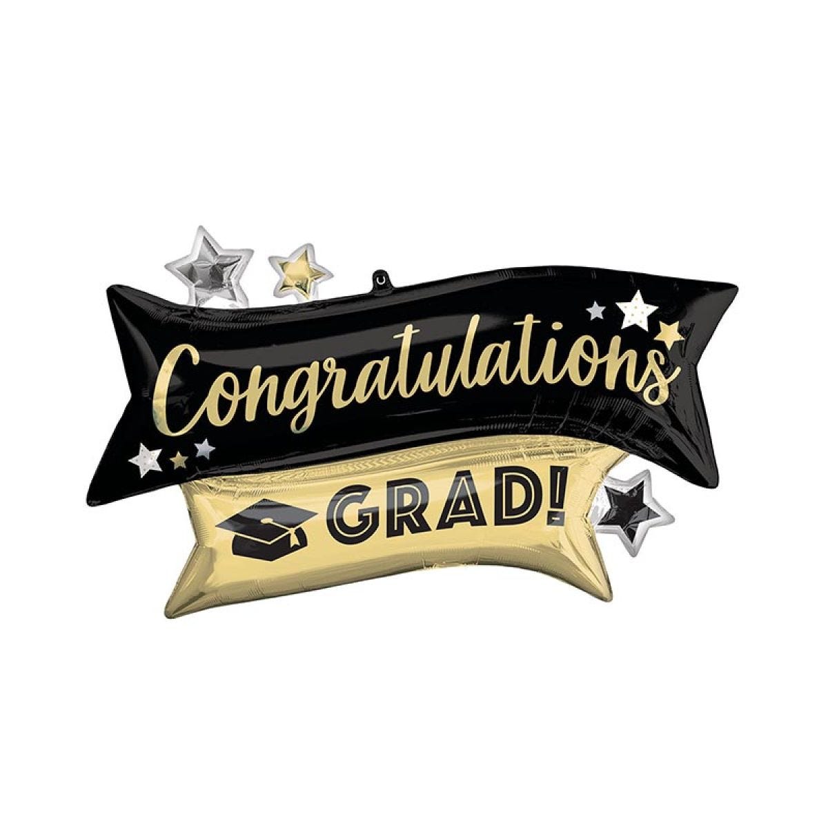 Congratulations Grad Banner Supershape Balloon - 38" x 23" Foil
