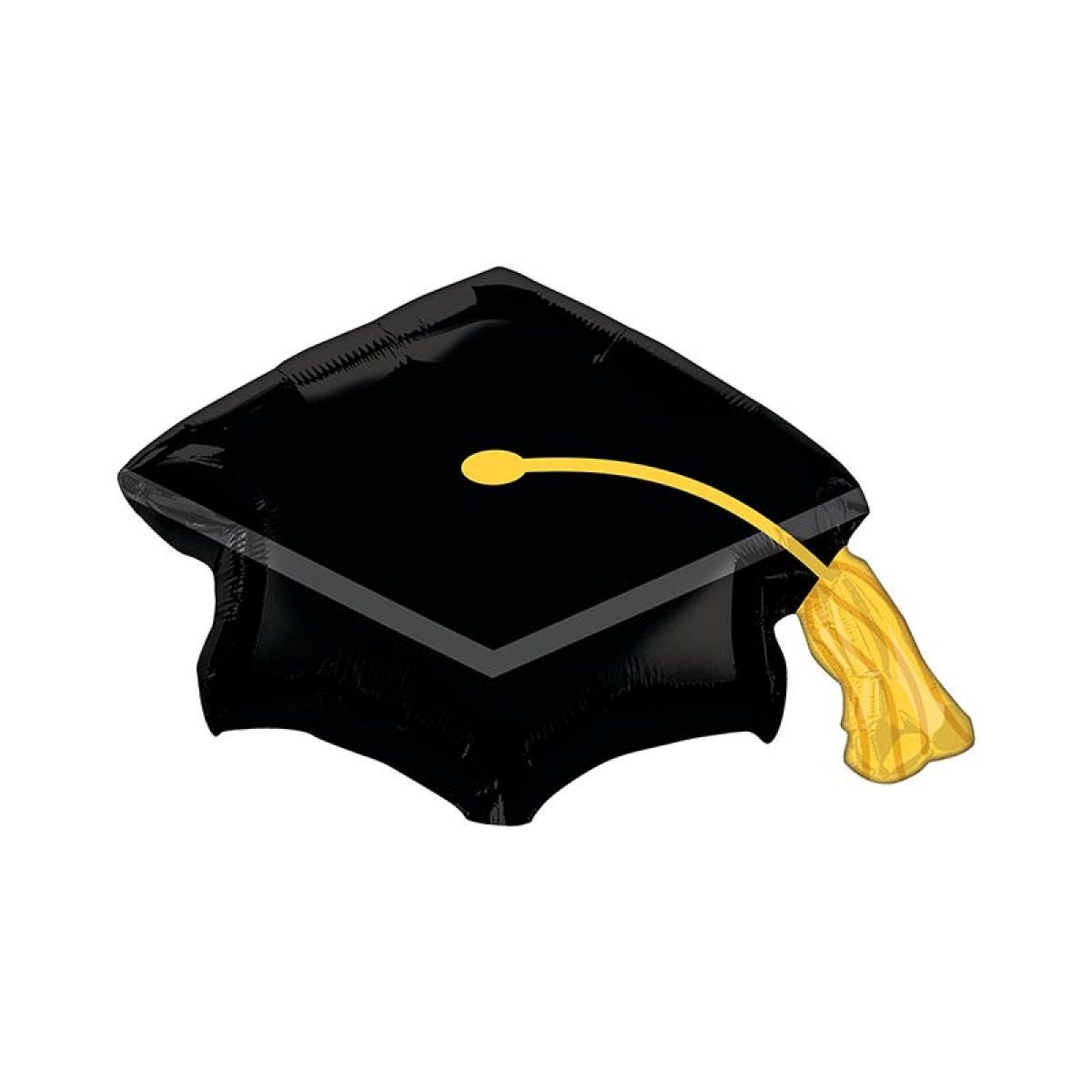 Black Grad Cap Supershape Balloon - 31" x 22" Foil
