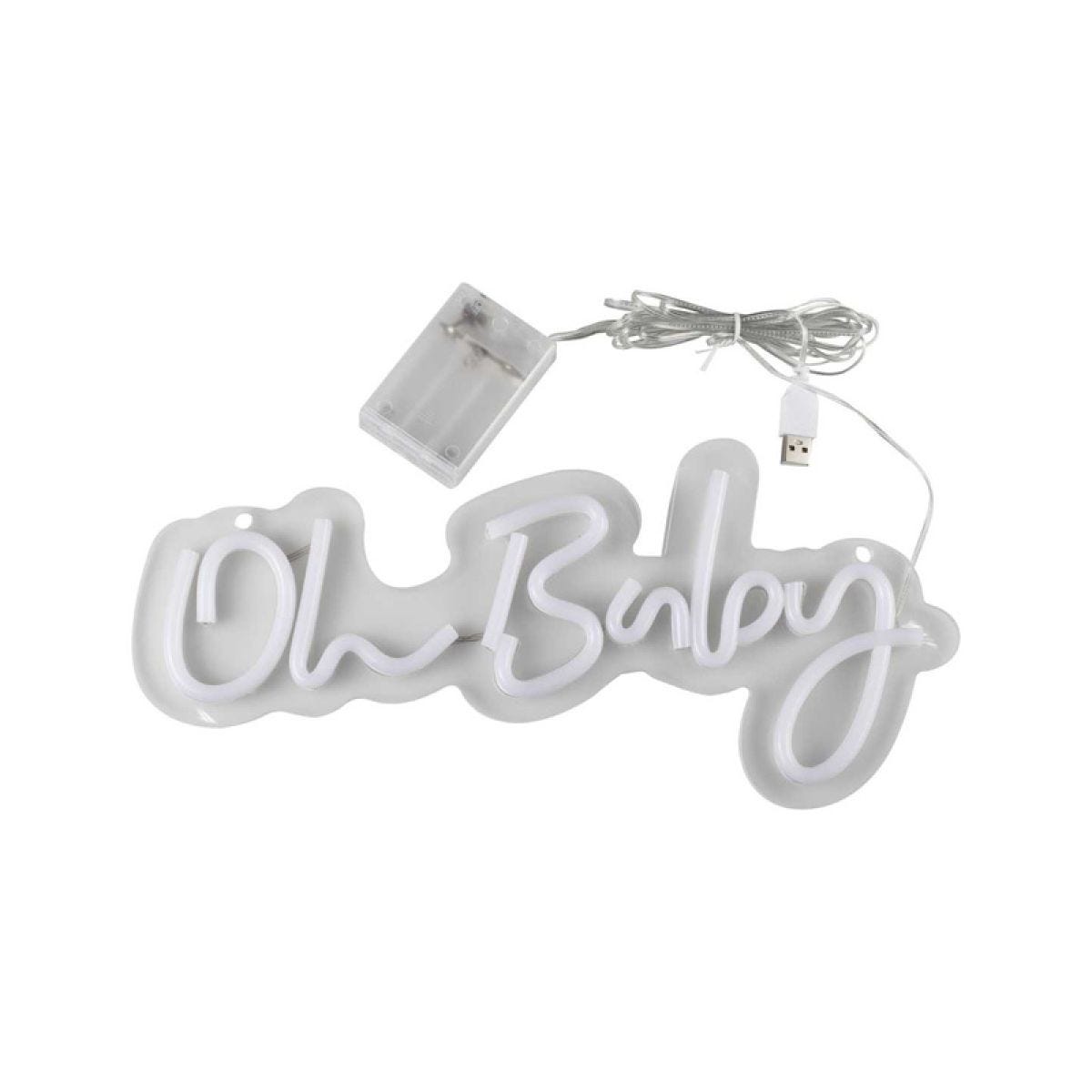 Teddy Bear White &apos;Oh Baby&apos; Neon Light Sign - 17cm x 34cm