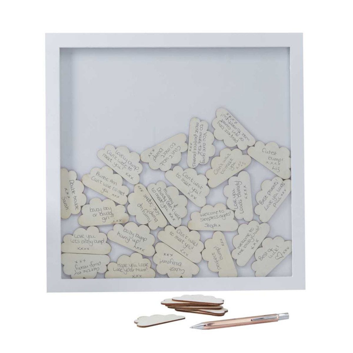 Hello World Wooden Frame Guestbook - 36cm