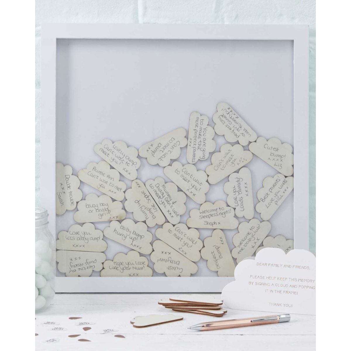 Hello World Wooden Frame Guestbook - 36cm