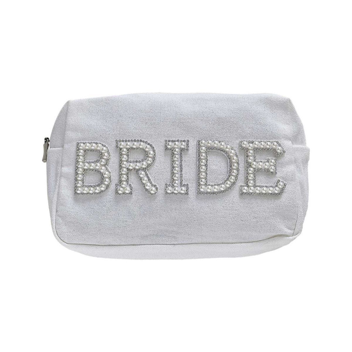 Embellished Pearl Bride Makeup Bag - 20cm x 12cm