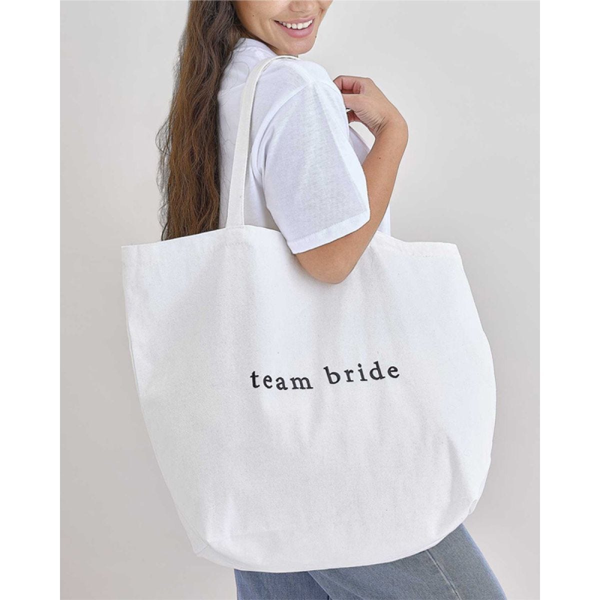 White Embroidered &apos;Team Bride&apos; Hen Party Tote Bag