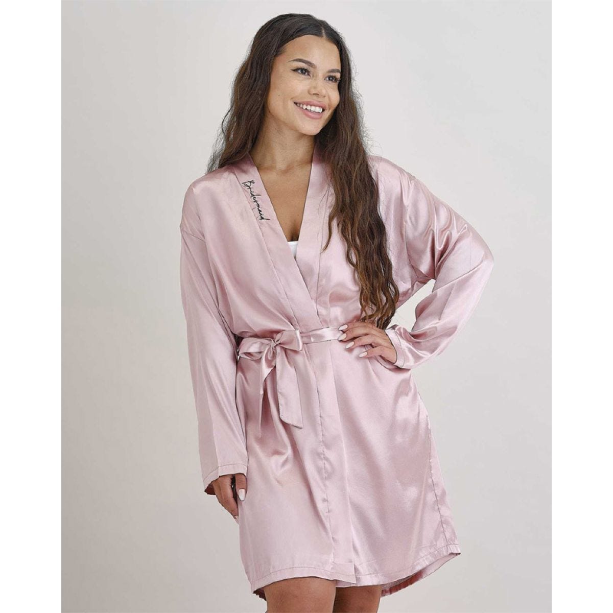 Pink Embroidered &apos;Bridesmaid&apos; Dressing Gown