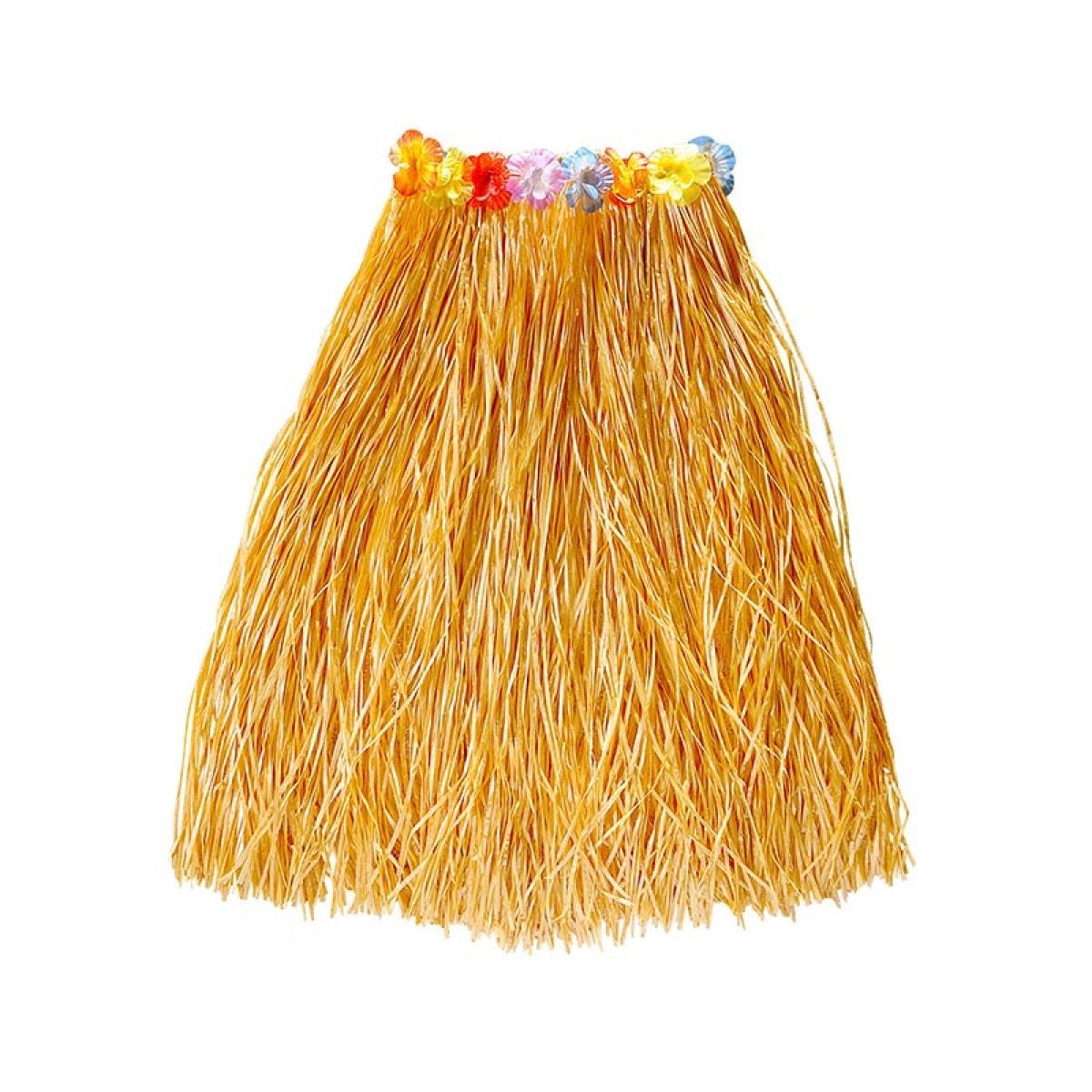 Hawaiian Straw Skirt with Flower Belt - 78cm