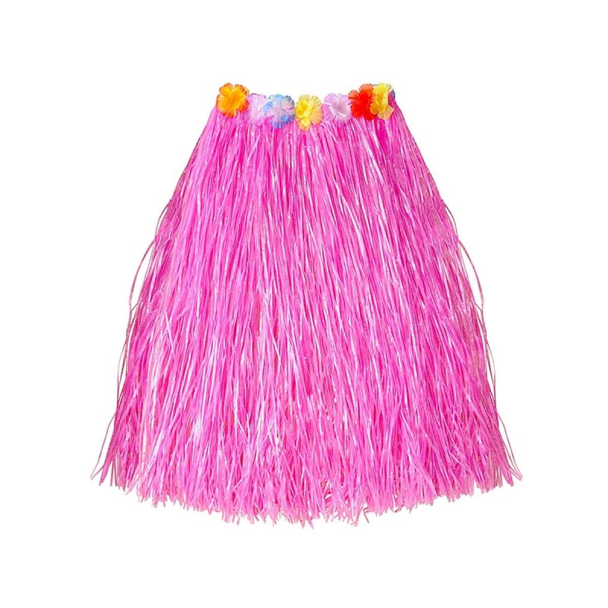 Pink Hawaiian Skirt with Flower Belt - 78cm