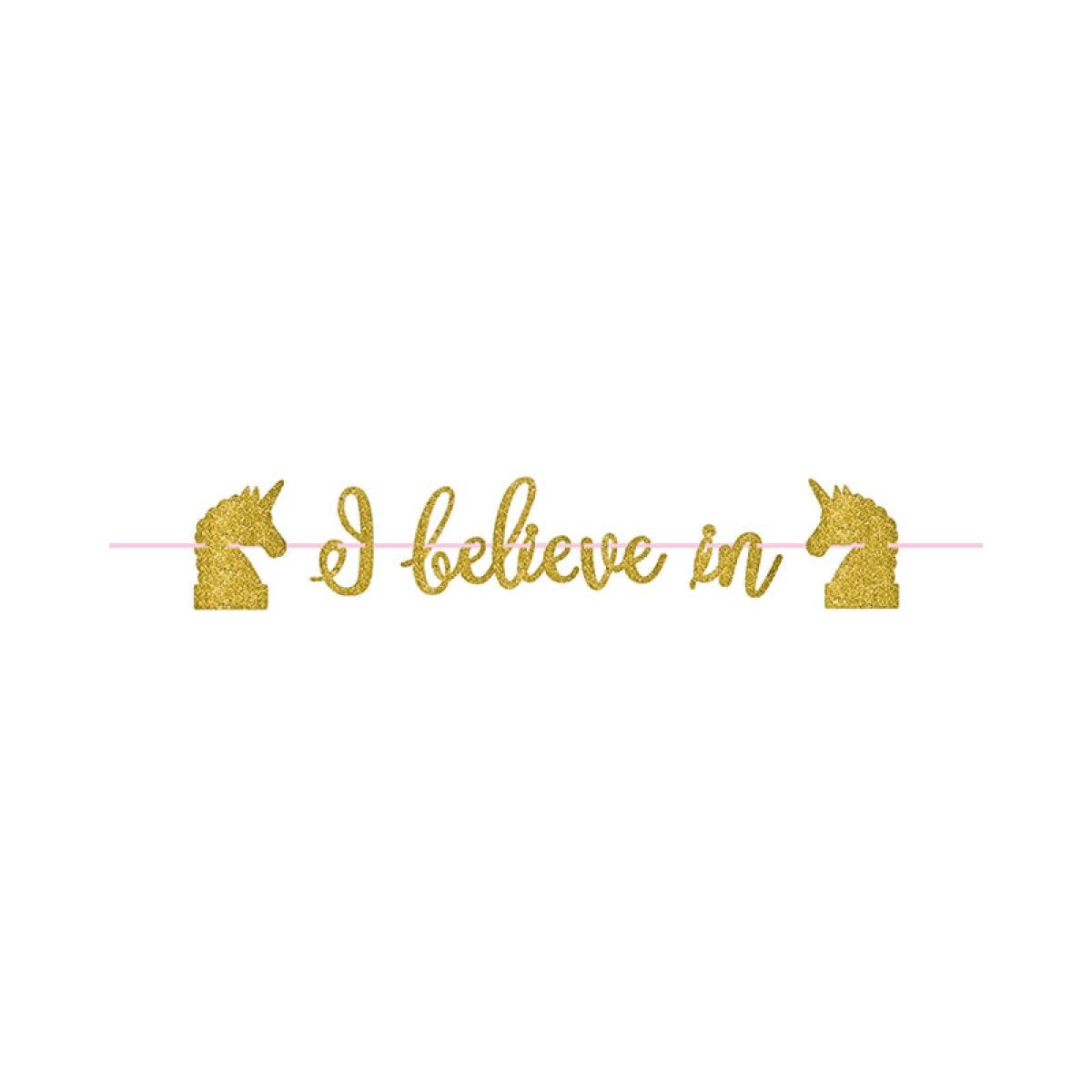 &apos;I Believe In Unicorns&apos; Glitter Paper Banner - 3.65m