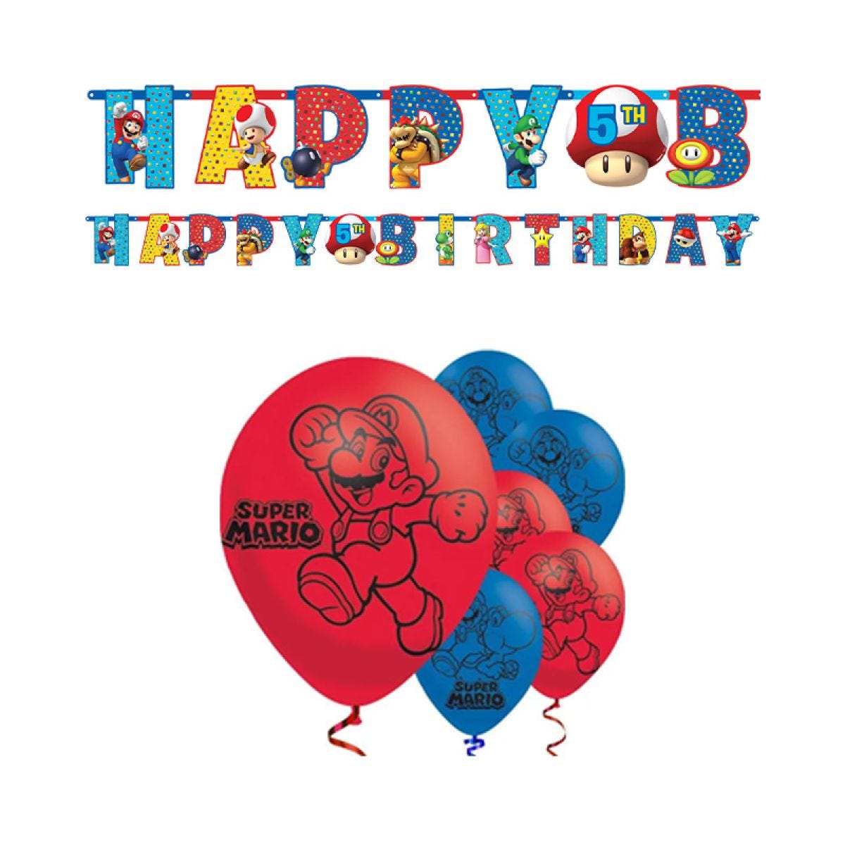 Super Mario Birthday Banner & Balloons Kit