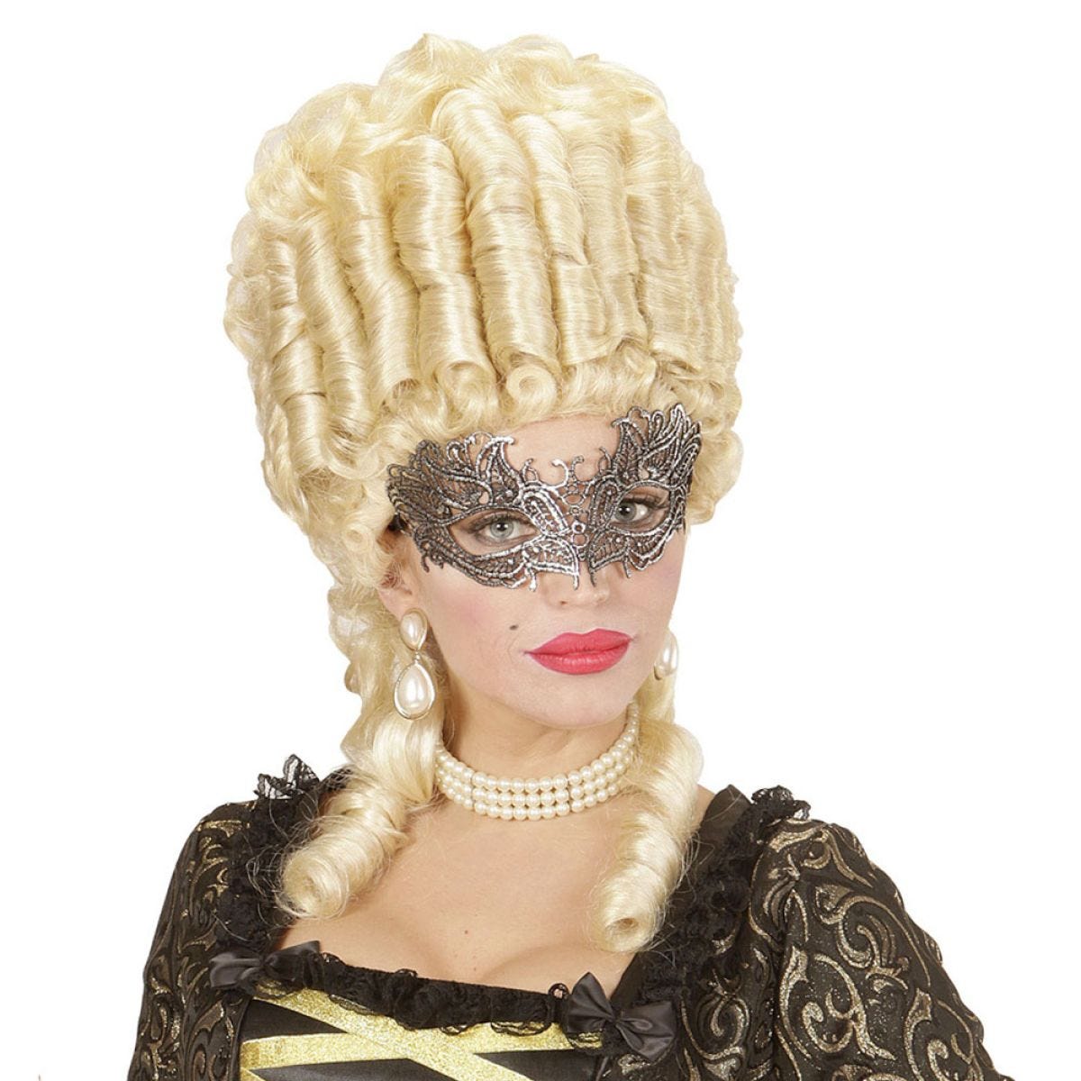 Silver Metallic Lace Mask