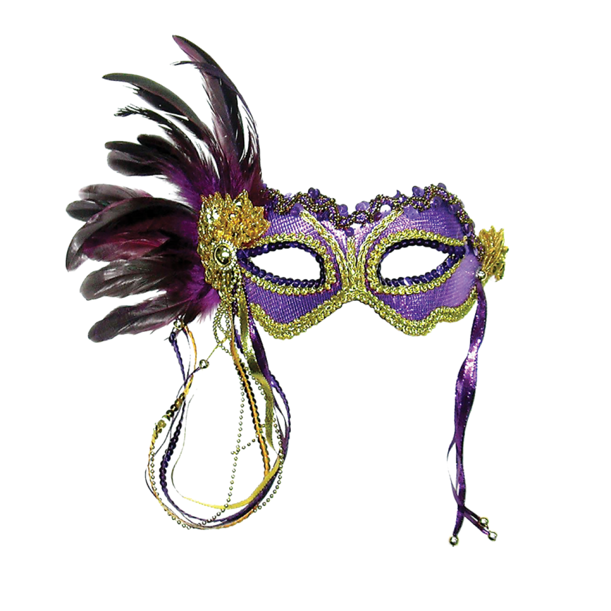 Purple Masquerade Mask with Feathers