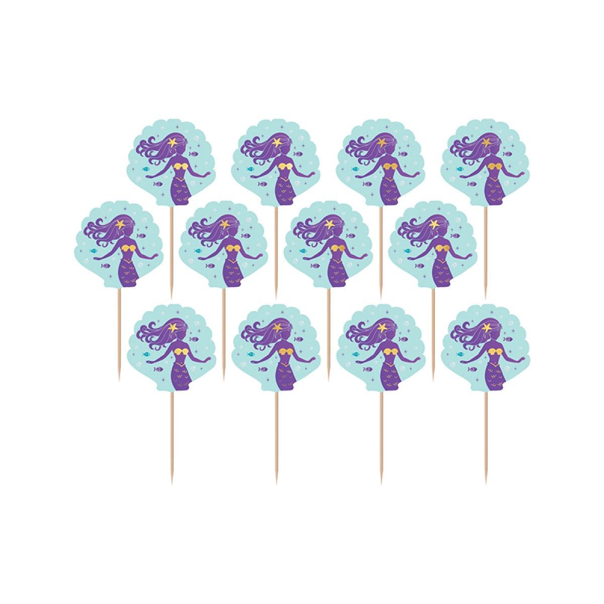 Mermaid Wishes Foil Cupcake Picks - 9cm (24pk)