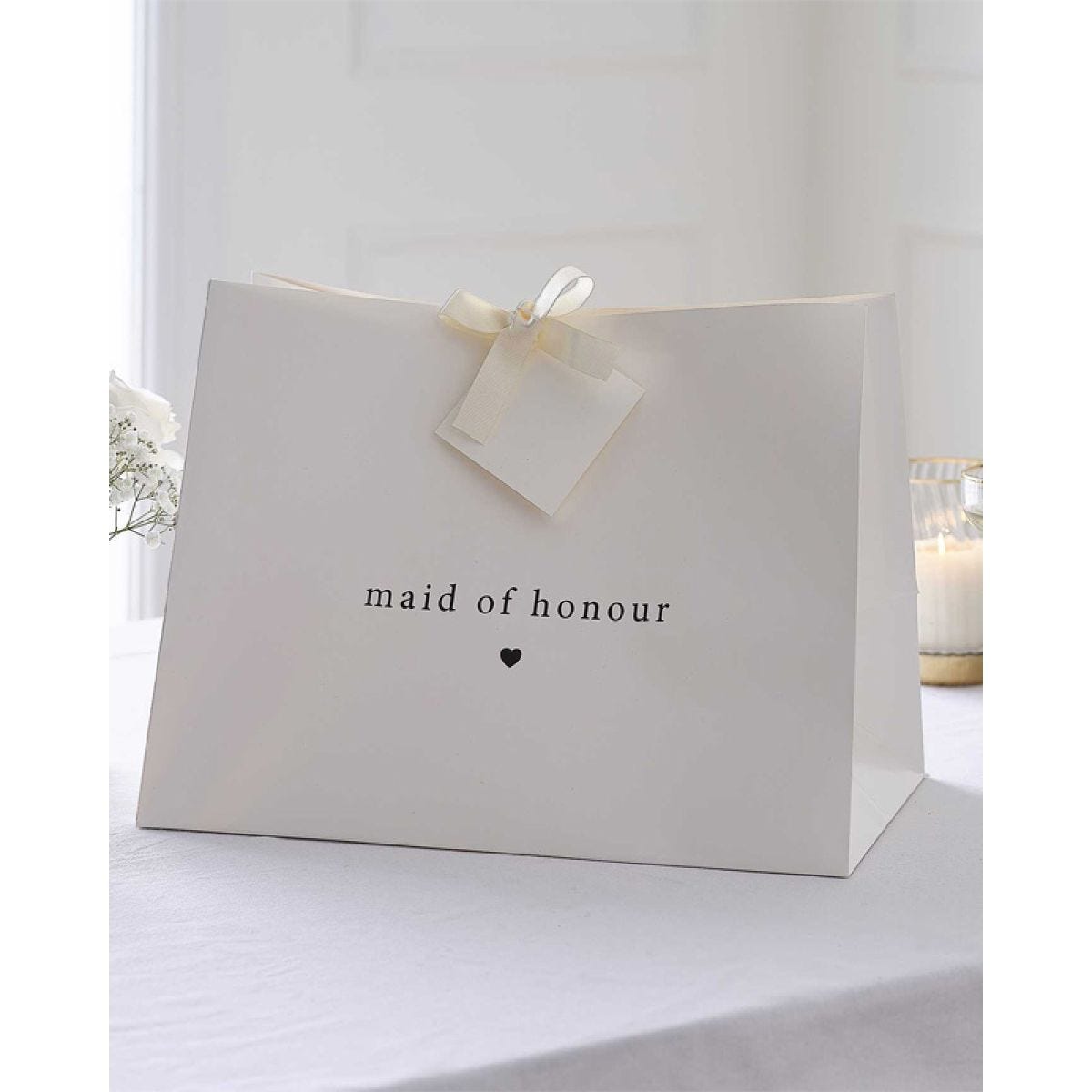 White &apos;Maid of Honour&apos; Paper Gift Bag - 27.5cm 36.3cm