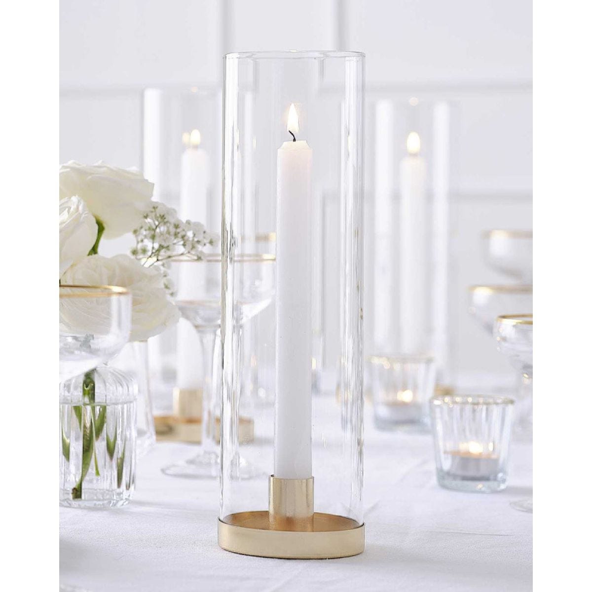 Glass Hurricane Candle Holder - 28cm x 8.3cm