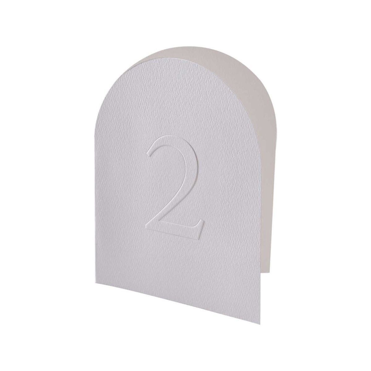 White Embossed Paper Card Table Numbers 1-12 - 20cm x 30cm