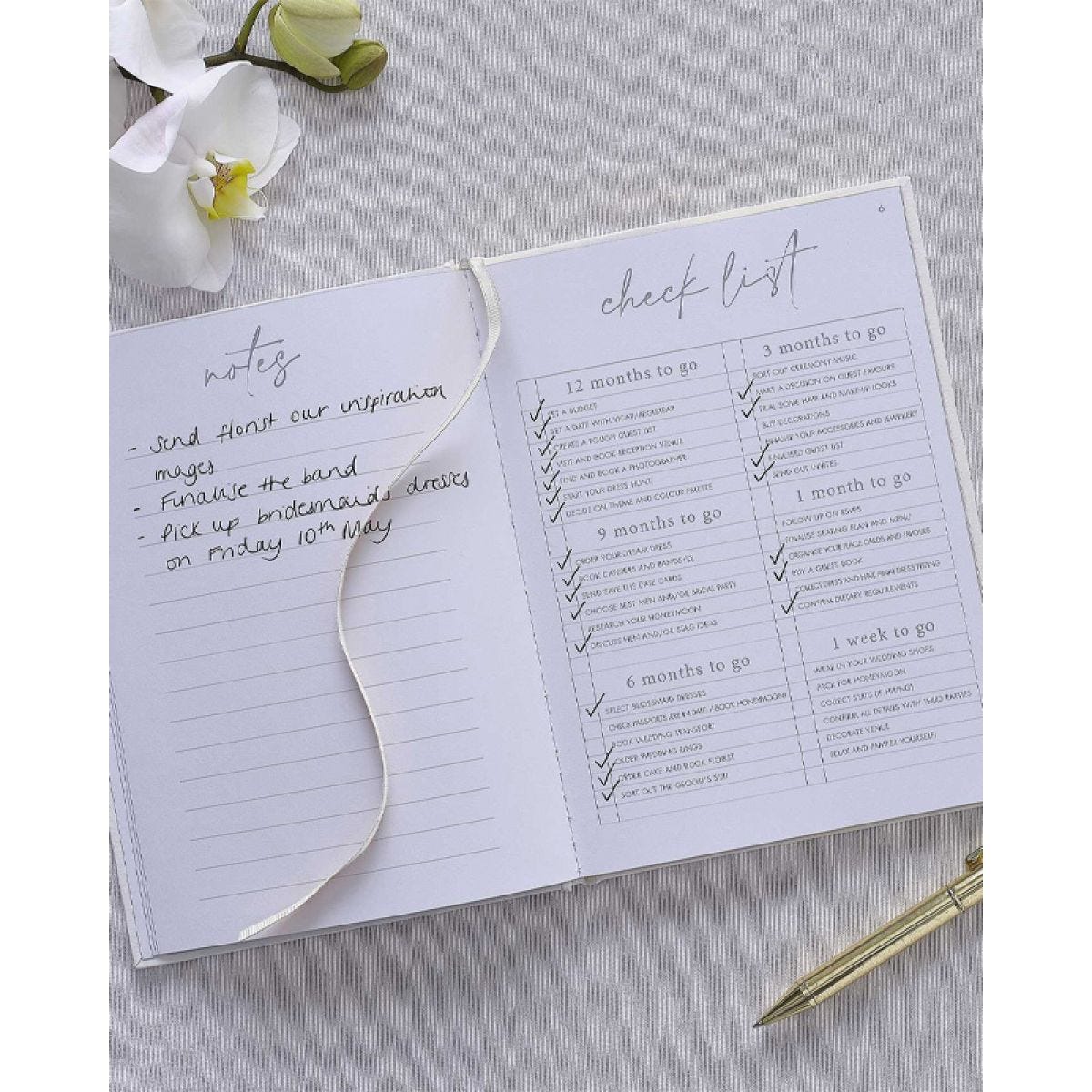 White Embossed Wedding Planner - 22cm x 15cm