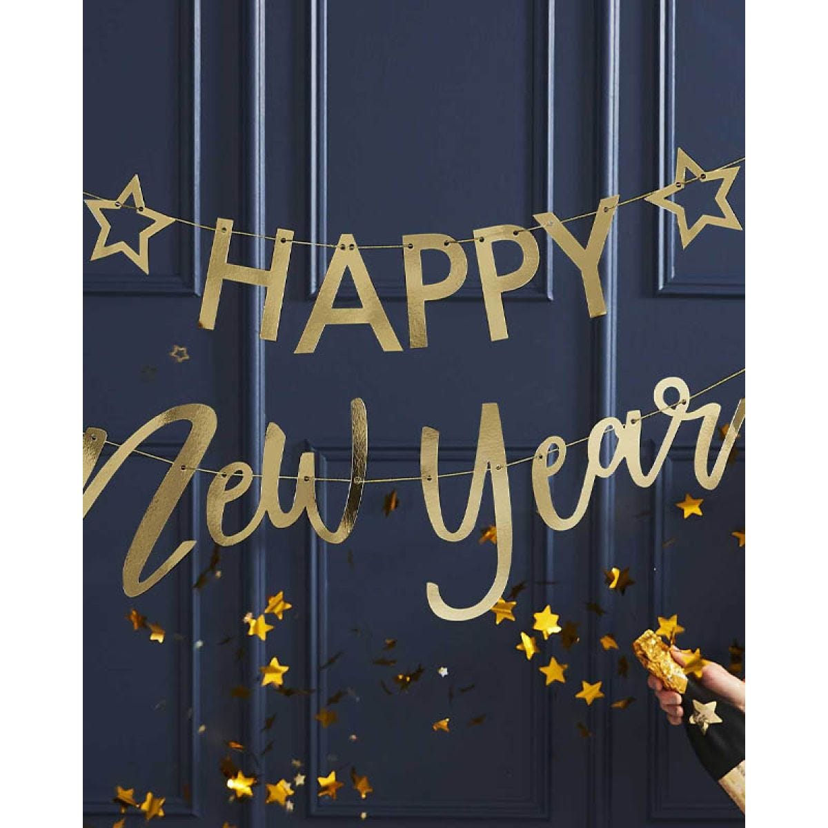 Gold Foil Happy New Year Paper Banner - 1.5m