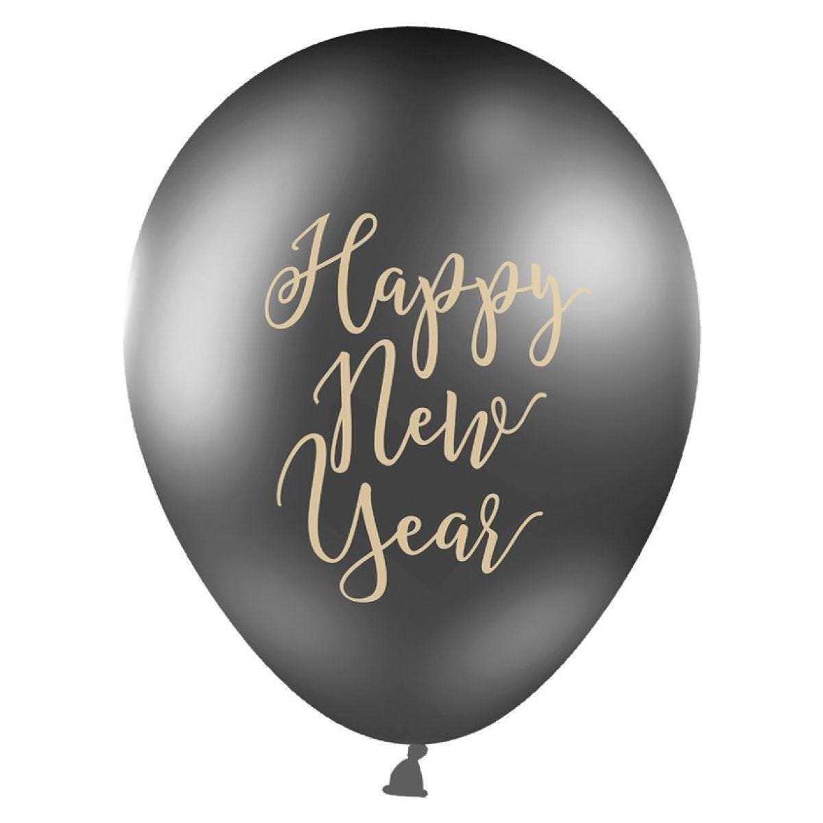 Happy New Year Black & Gold Balloons - 12" Latex (6pk)