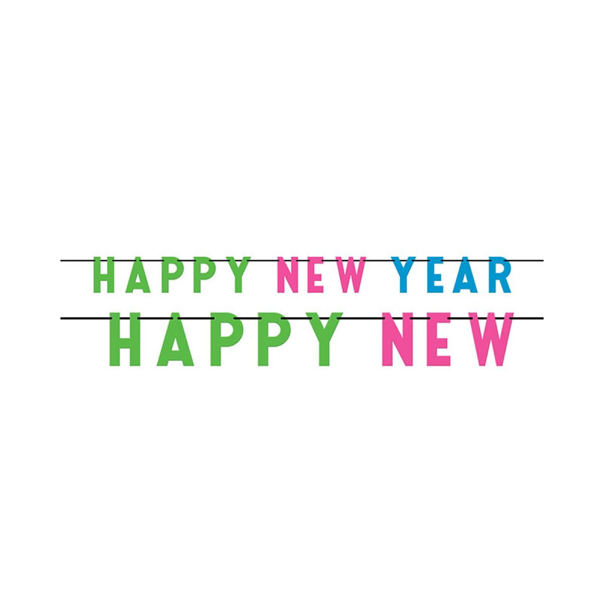 Happy New Year Colourful Letter Banner - 2.74cm