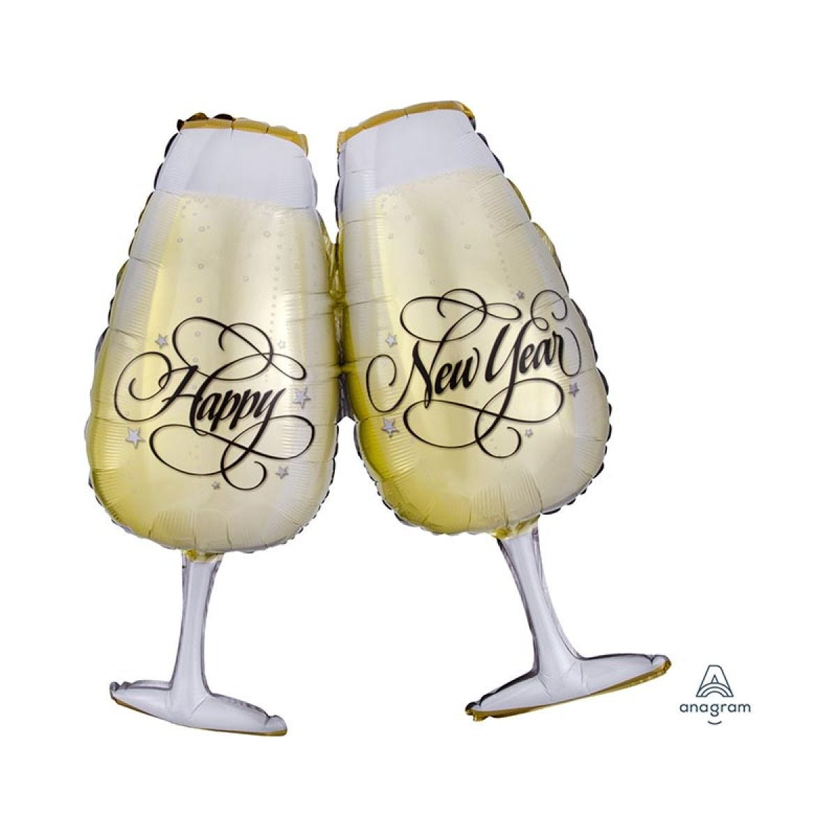 New Year Toasting Glasses Supershape Balloon - 27" x 30" Foil