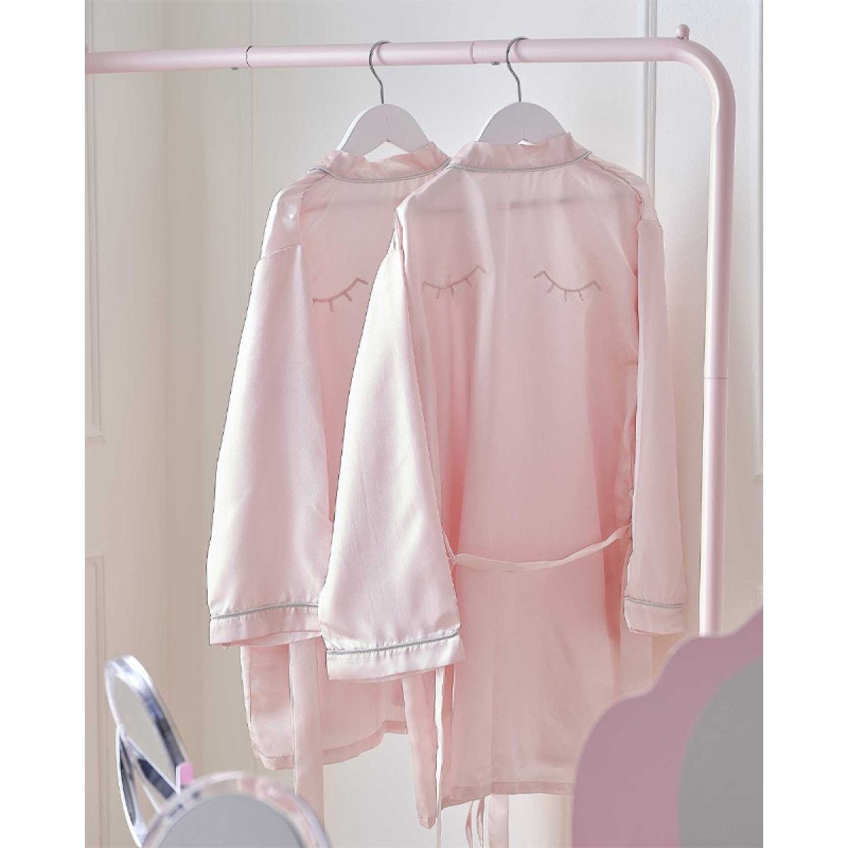 Pamper Party Pink Satin Embroidered Dressing Gown - 10-12 Years