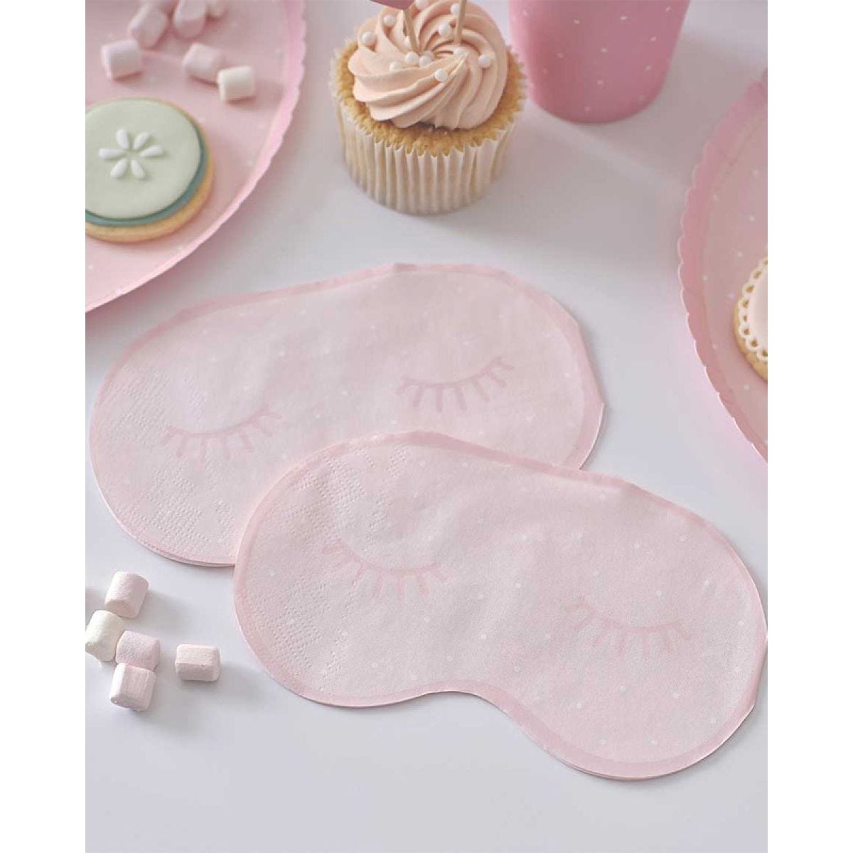 Pamper Party Pink Eye Mask Paper Napkins - 16.5cm x 9.4cm (16pk)