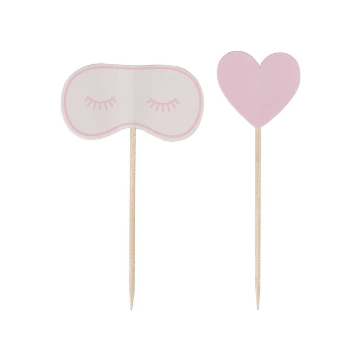 Pamper Party Pink Card Eye Mask Shaped Cake Toppers (12pk)