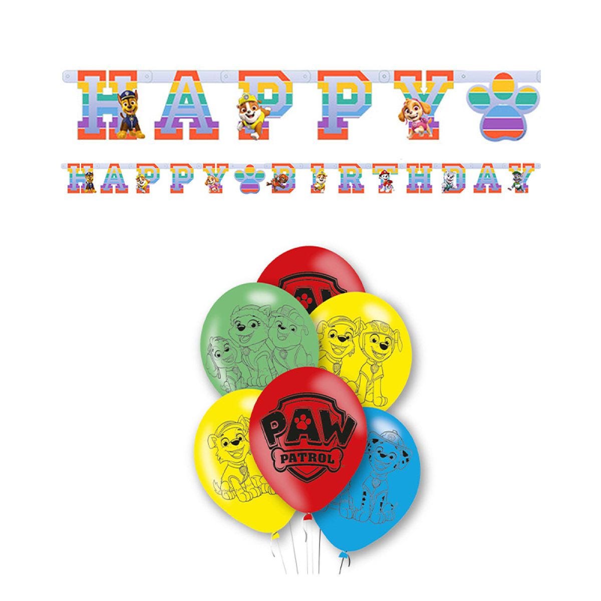 Paw Patrol Birthday Banner & Balloons Kit
