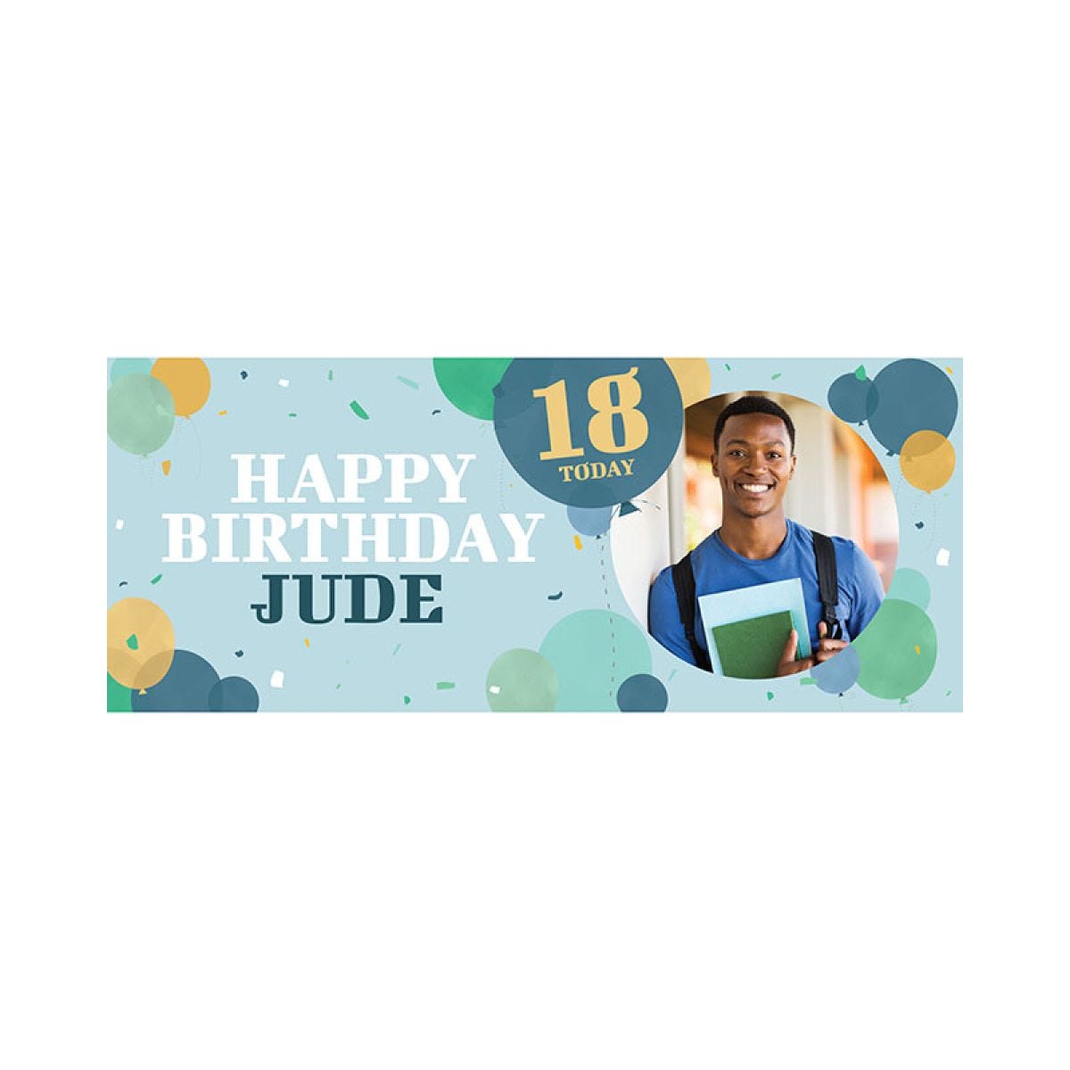 Blue Balloons 18th Birthday Personalised Banner