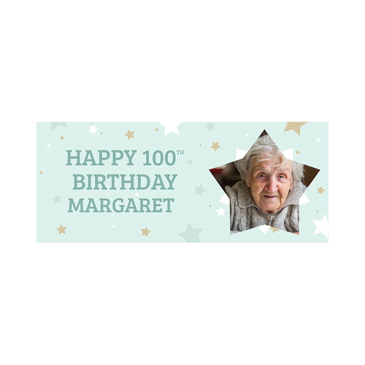 Mint Star 100th Birthday Personalised Banner