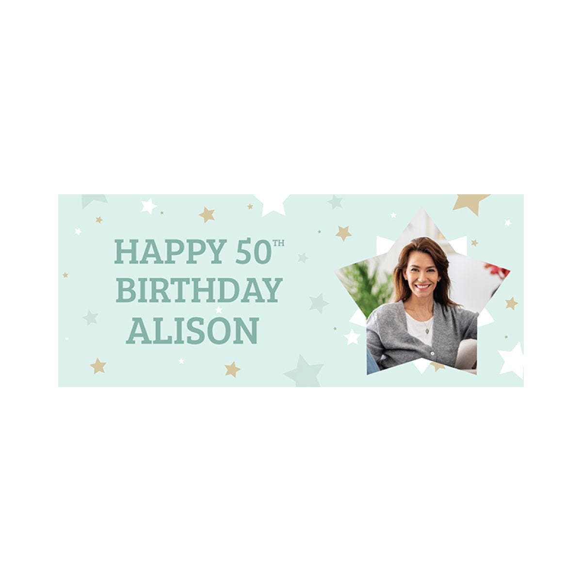 Mint Star 50th Birthday Personalised Banner