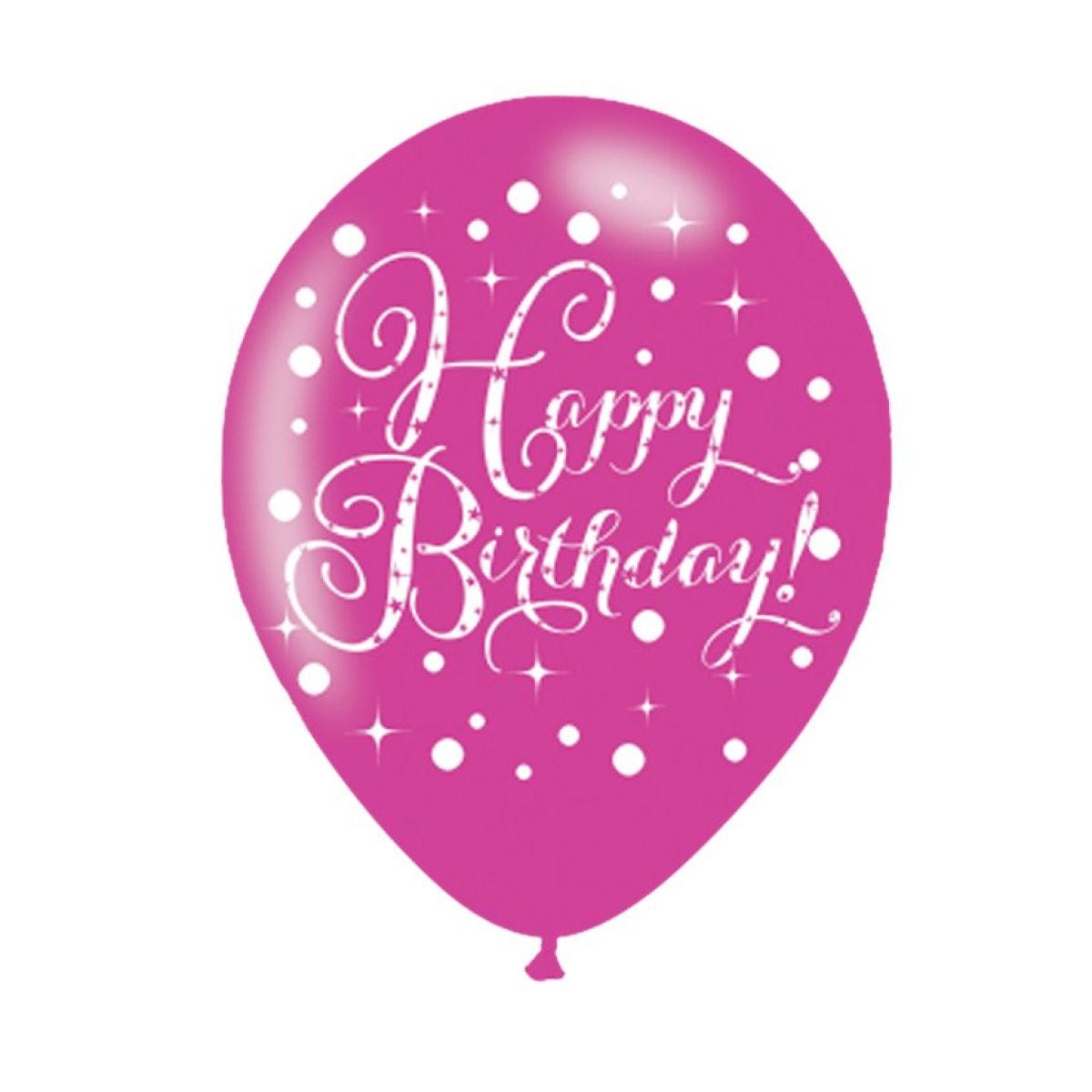 Happy Birthday Pink Mix Latex Balloons - 11" (6pk)