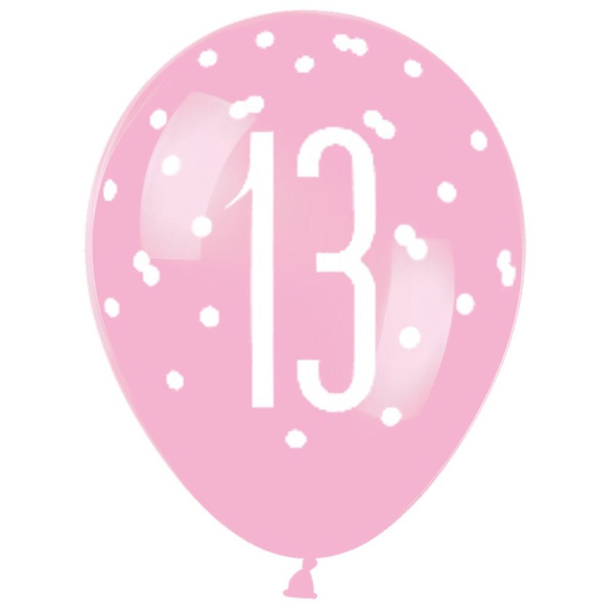 Pink 13th Birthday Latex Balloons - 12" (6pk)