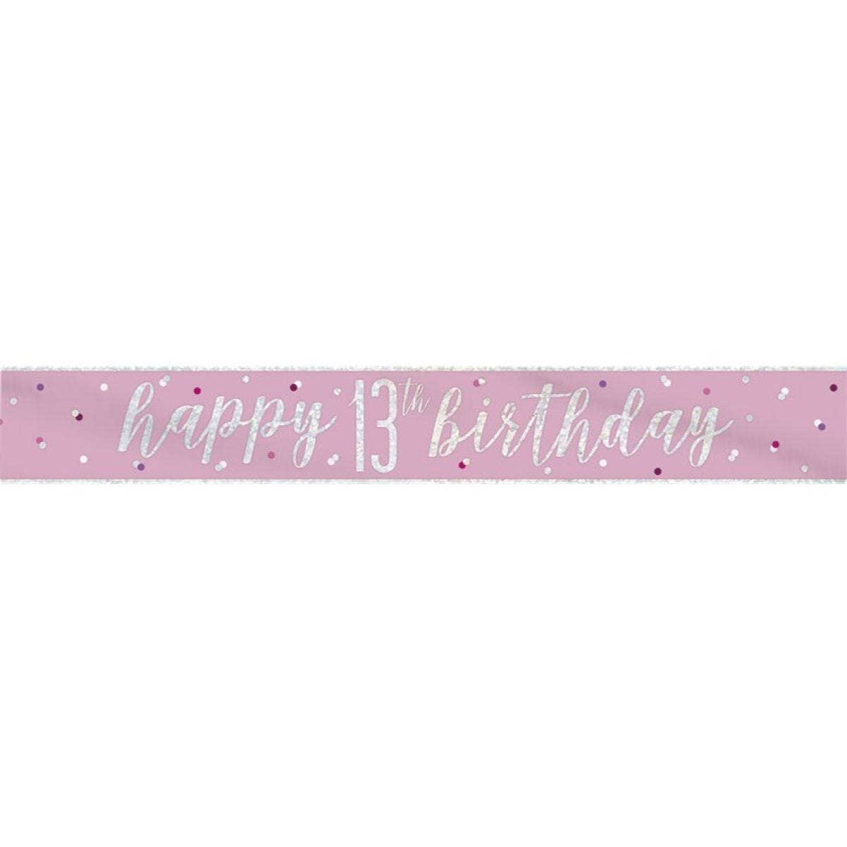 Pink &apos;Happy 13th Birthday&apos; Foil Banner - 2.75m