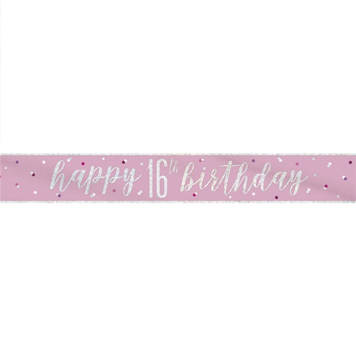 Pink &apos;Happy 16th Birthday&apos; Foil Banner - 2.75cm