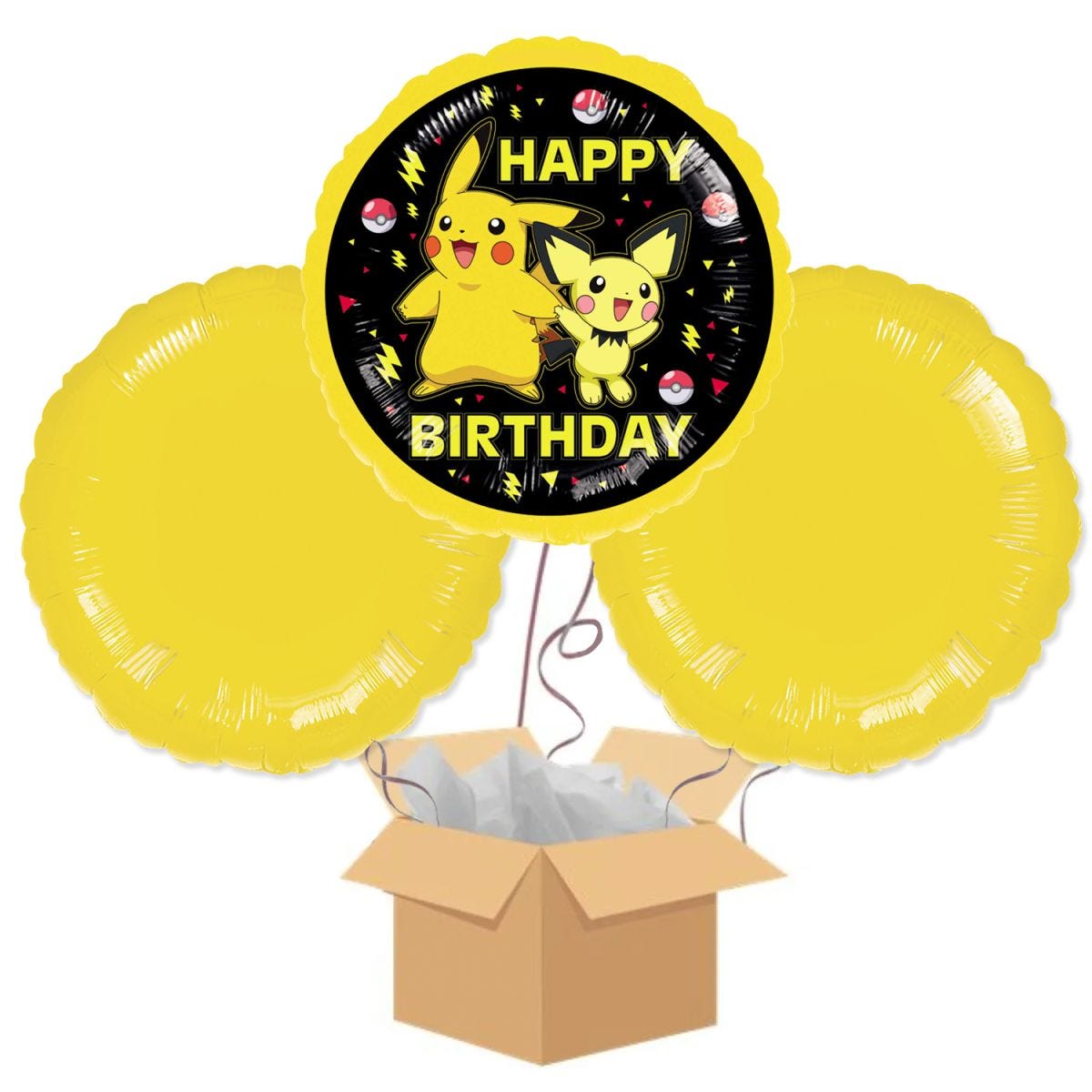 Yellow Pokemon Balloon Bouquet - Delivered Inflated