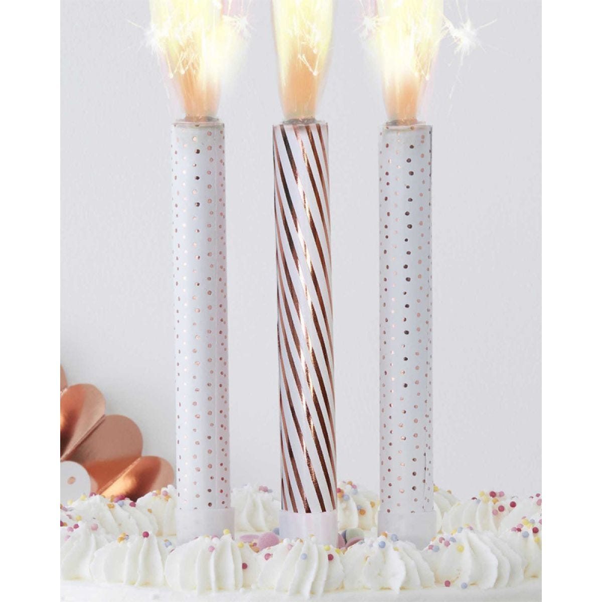 Pick & Mix Rose Gold Cake Fountain Candles - 16cm