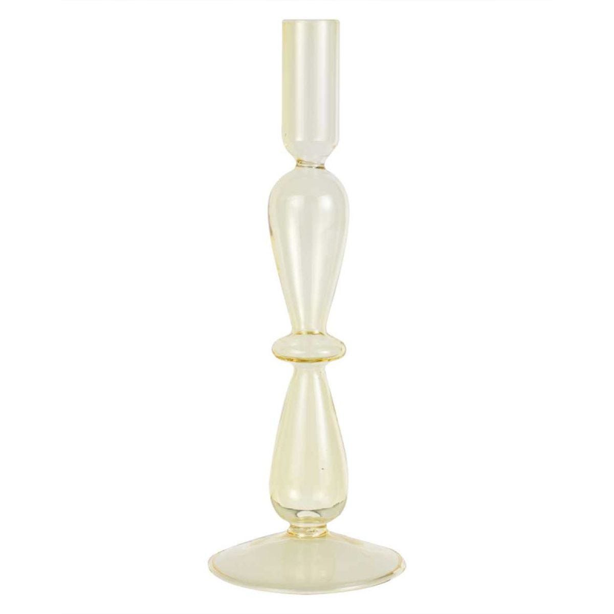 Pastel Wave Yellow Glass Bubble Candle Holder