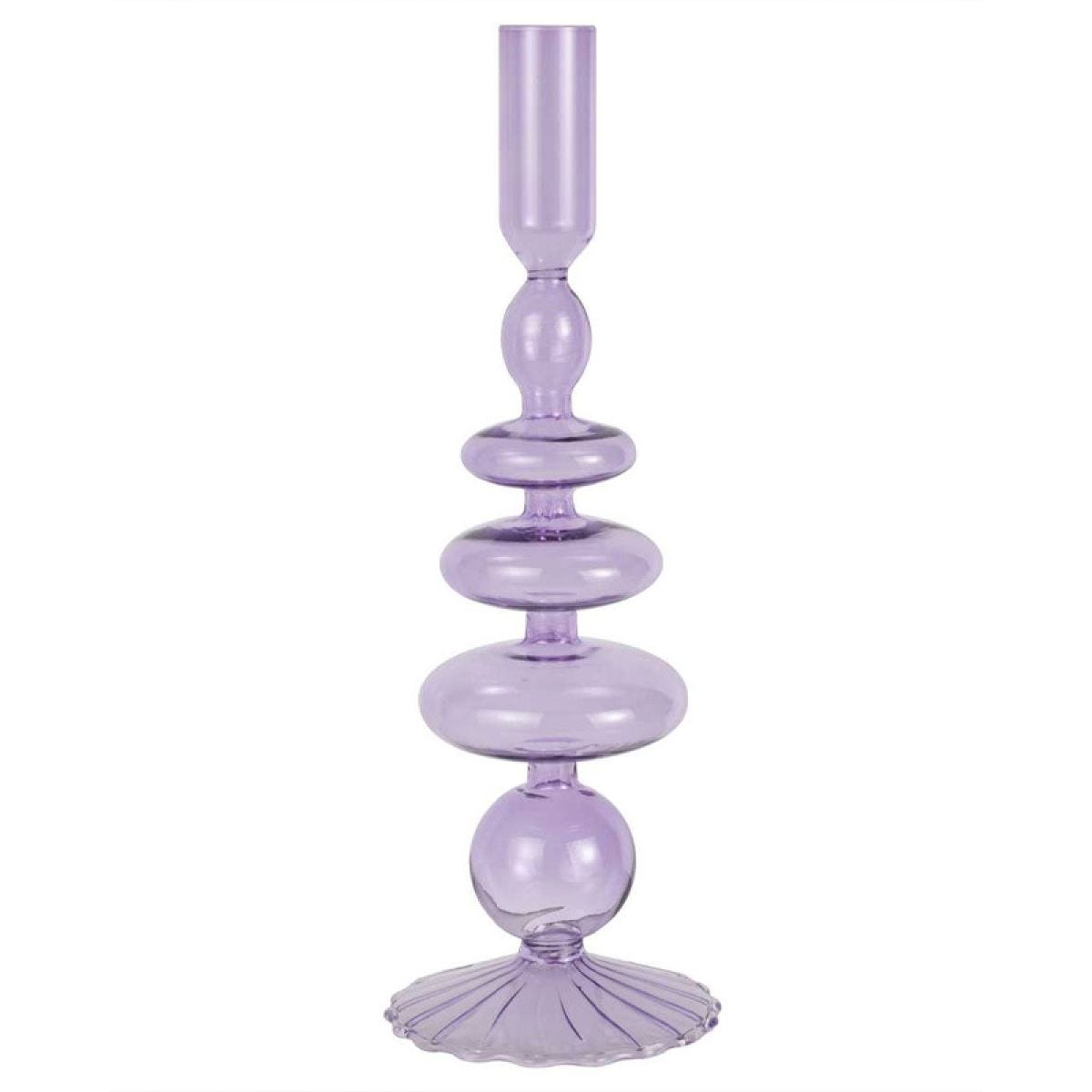 Pastel Wave Lilac Glass Bubble Candle Holder