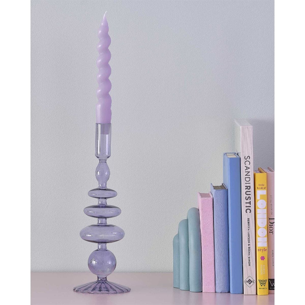 Pastel Wave Lilac Glass Bubble Candle Holder
