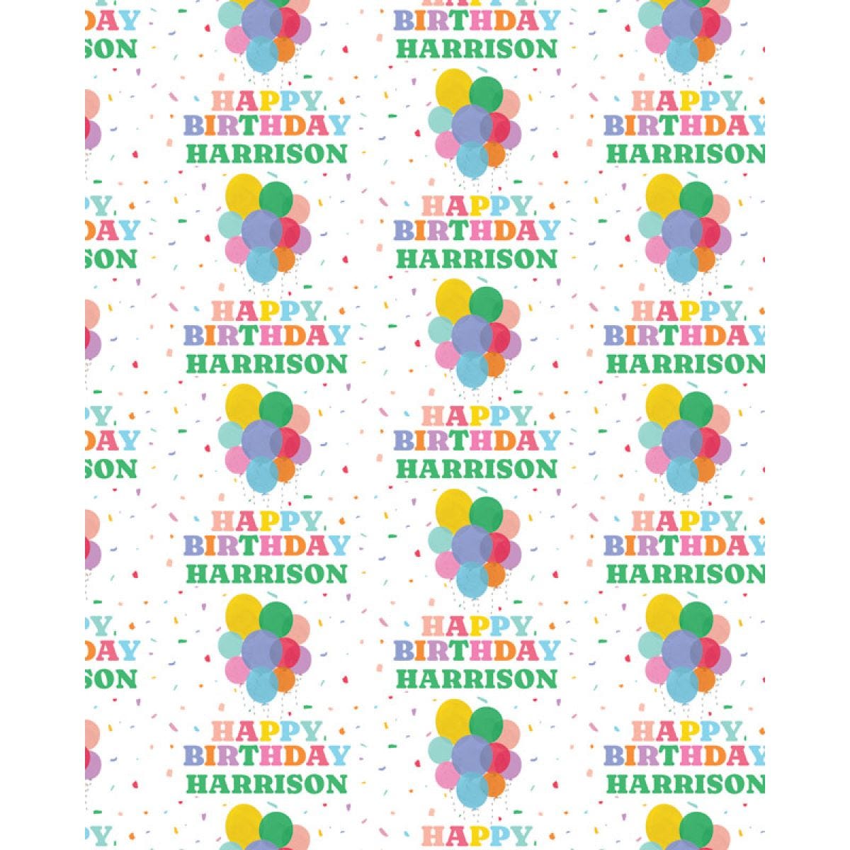 Birthday Balloons Personalised Wrapping Paper
