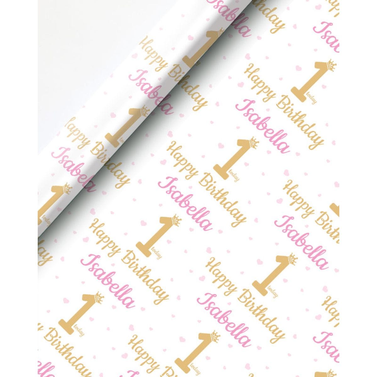 1st Birthday Pink Happy Birthday Personalised Wrapping Paper