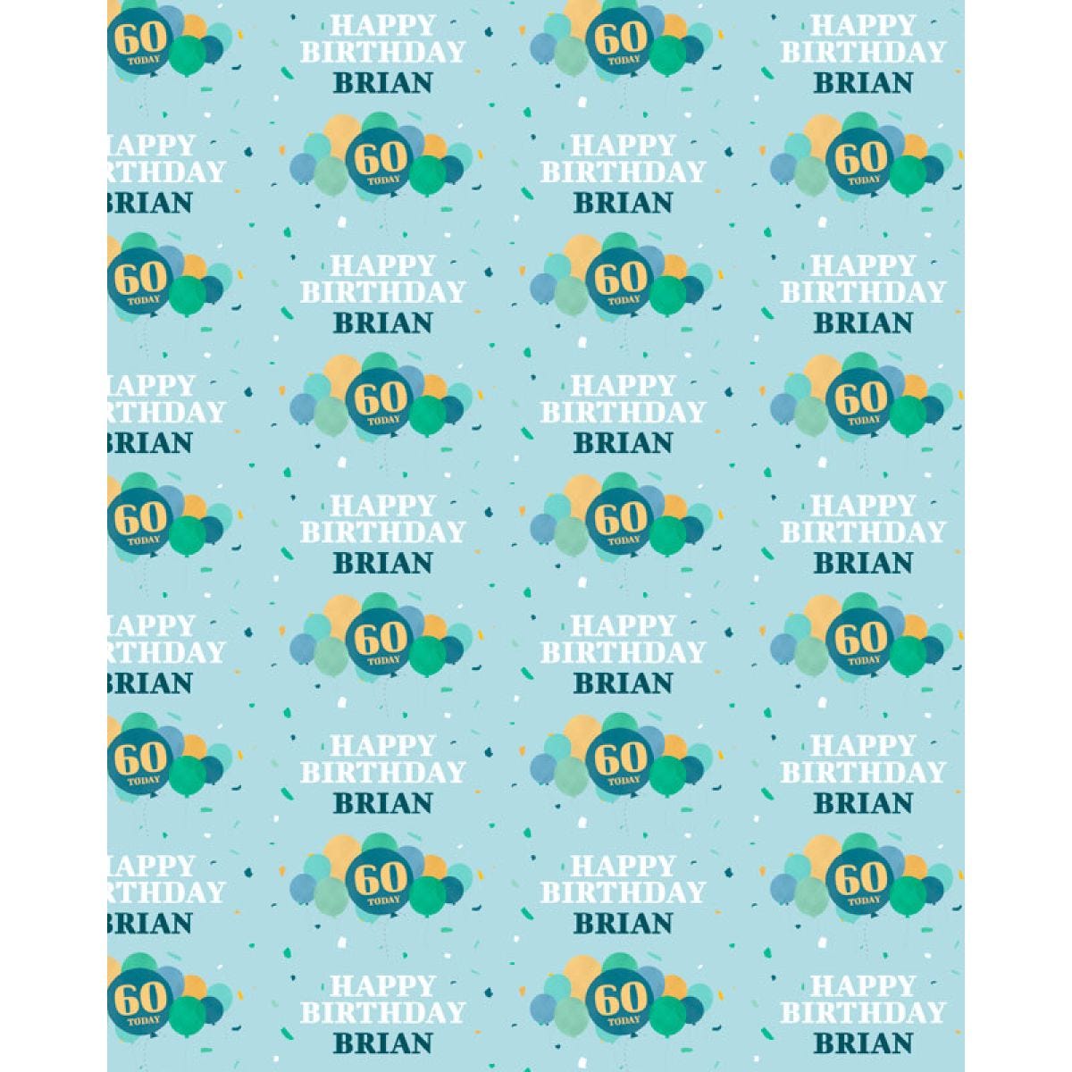 Blue Balloons 60th  Birthday Personalised Wrapping Paper
