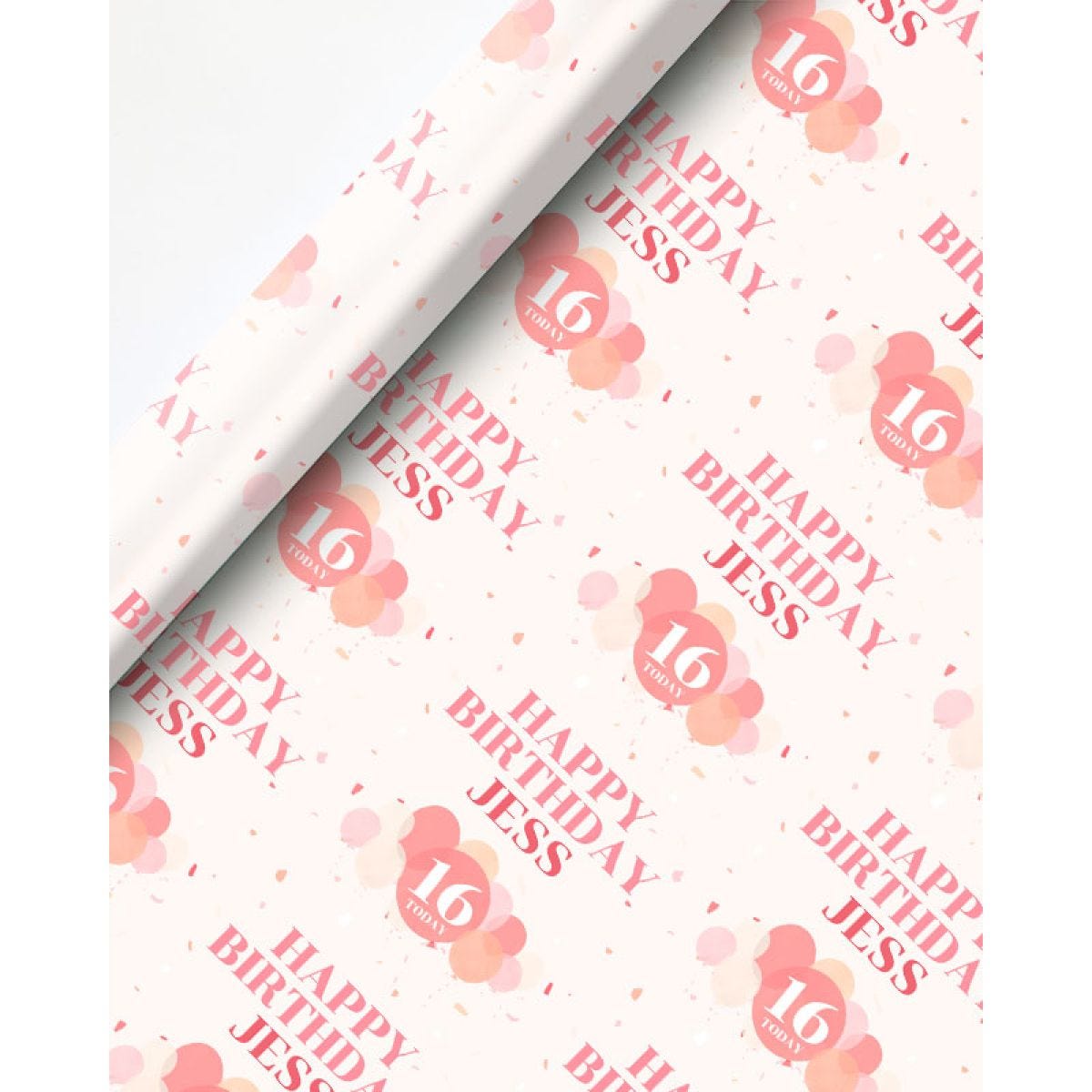 Peach Balloons 16th Birthday Personalised Wrapping Paper