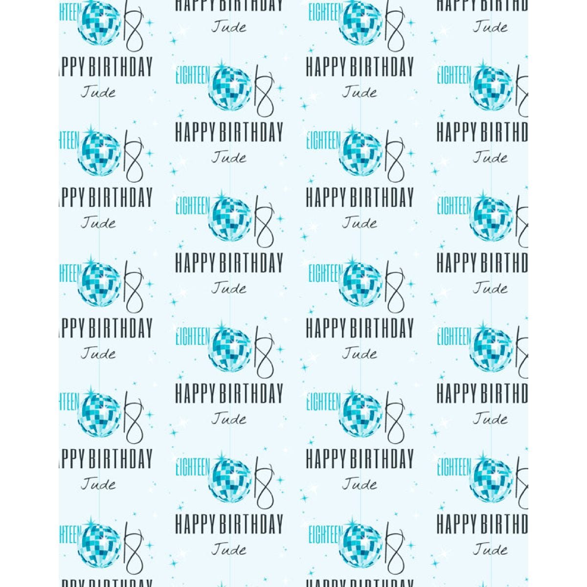 Blue & Silver Disco Ball 18th Birthday Personalised Wrapping Paper