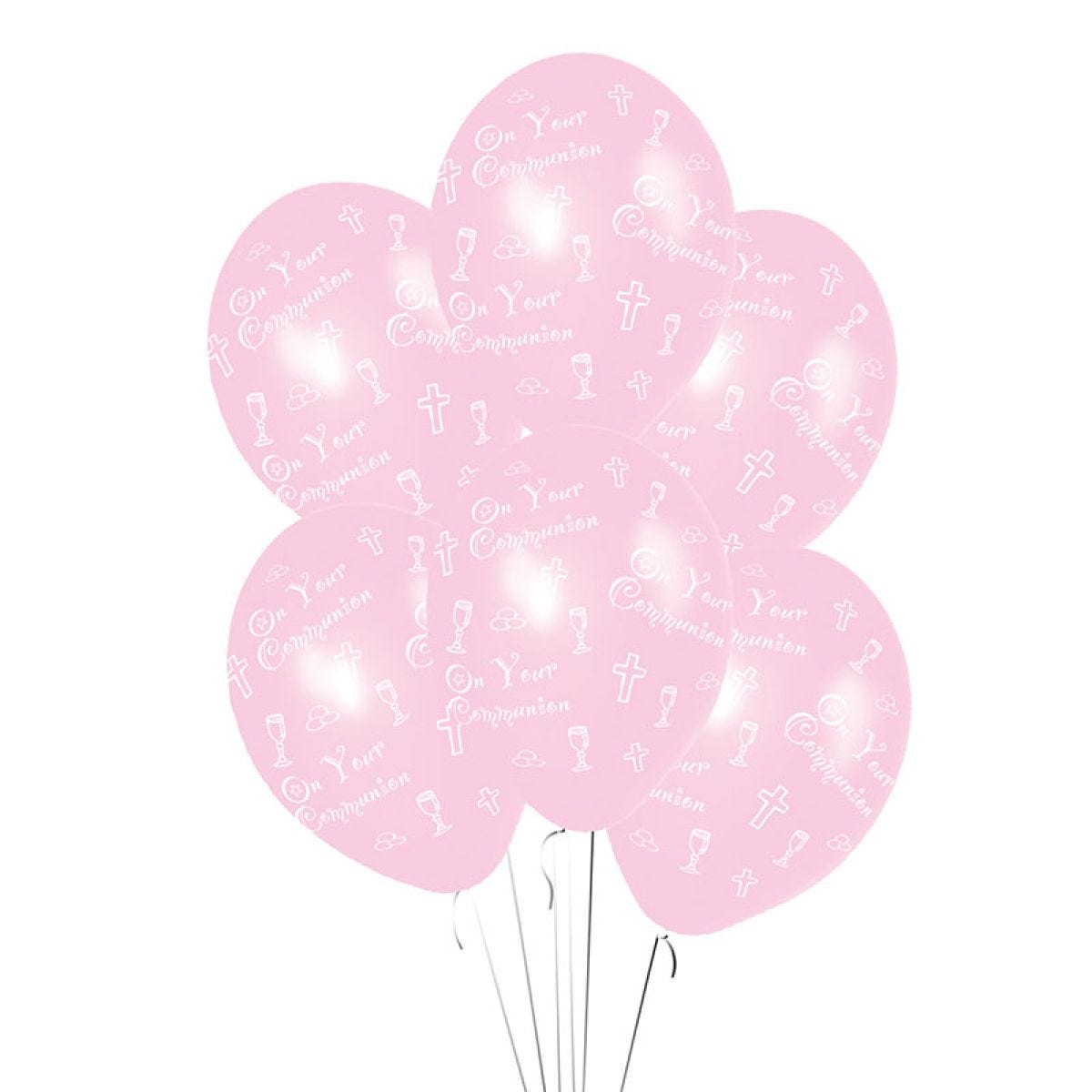 First Holy Communion Pink Balloons - 11" Latex (6pk)