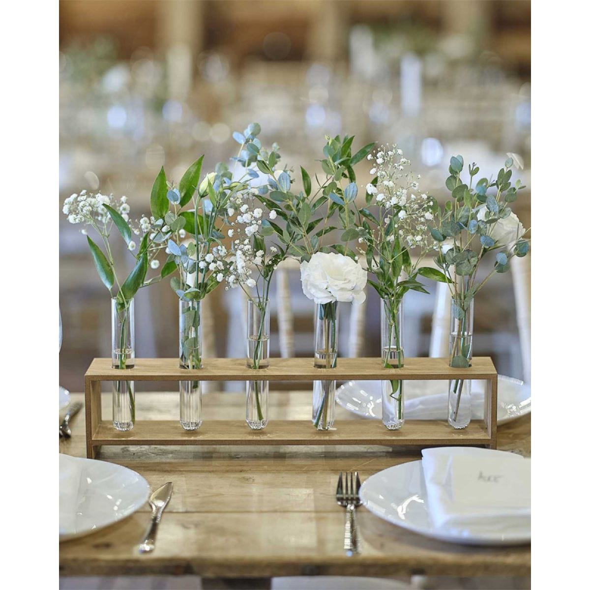 Rustic Romance Wooden Stem Holder Wedding Centrepiece - 19cm x 45cm