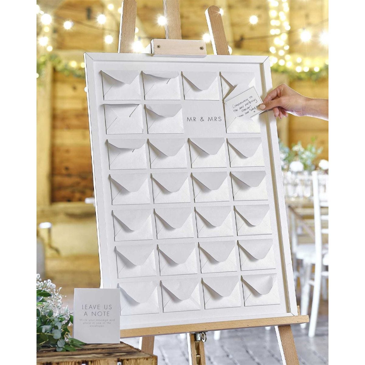Rustic Romance Wooden Frame and Envelope Wedding Guest Book Alternative - 72cm x 52cm